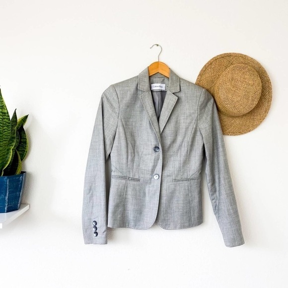 Calvin Klein Light Gray 2-Button Blazer size 2 - Picture 1 of 8